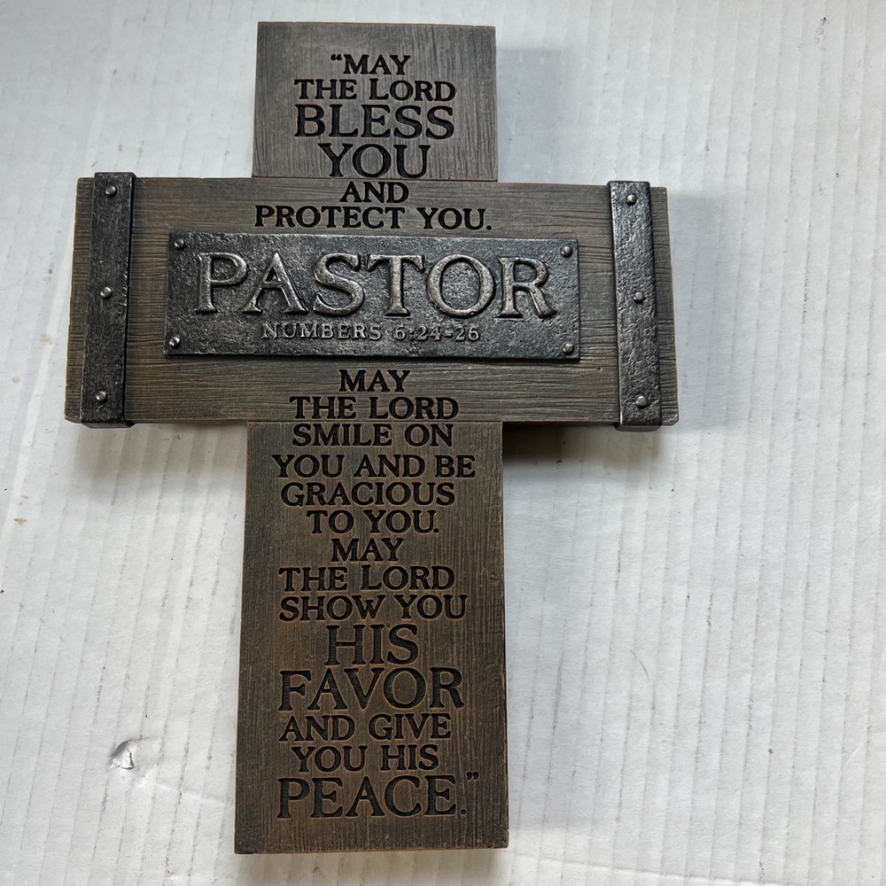 Numbers 6:24-26 Bless You & Keep You Pastor Tabletop Cross, 6.5 x 8.5 Inches